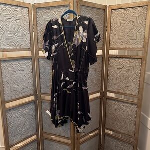 Halston Heritage Black Floral Mini Dress